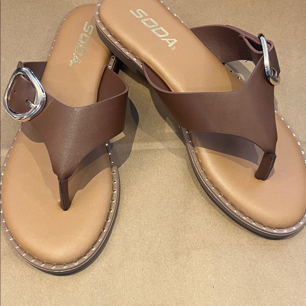 Soda Tan and Brown Women's Sandals
